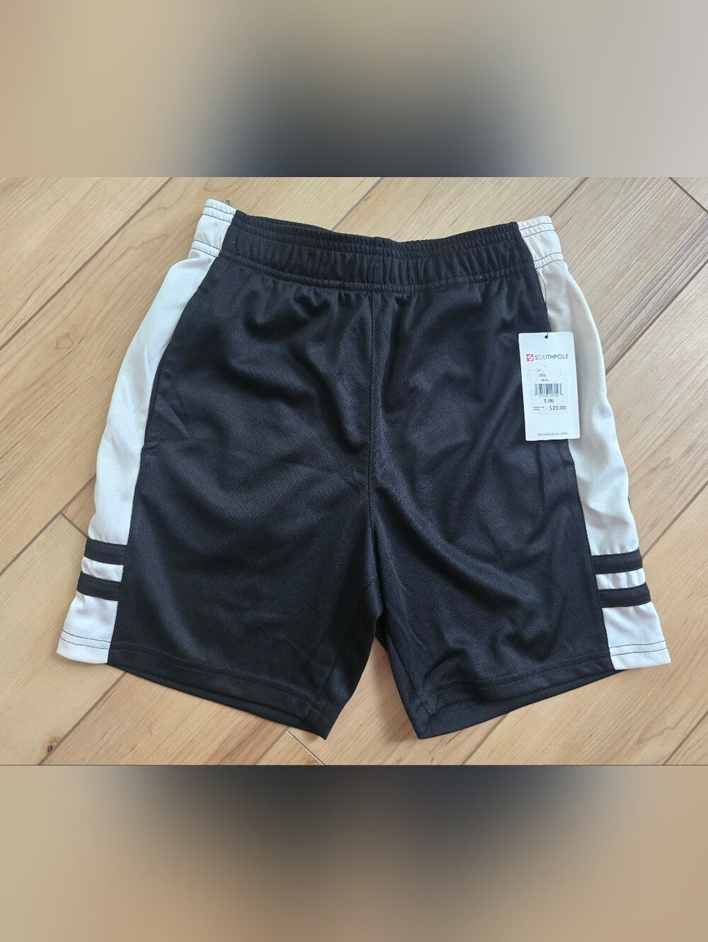 Black Athletic Kids' Shorts with White Side Panels